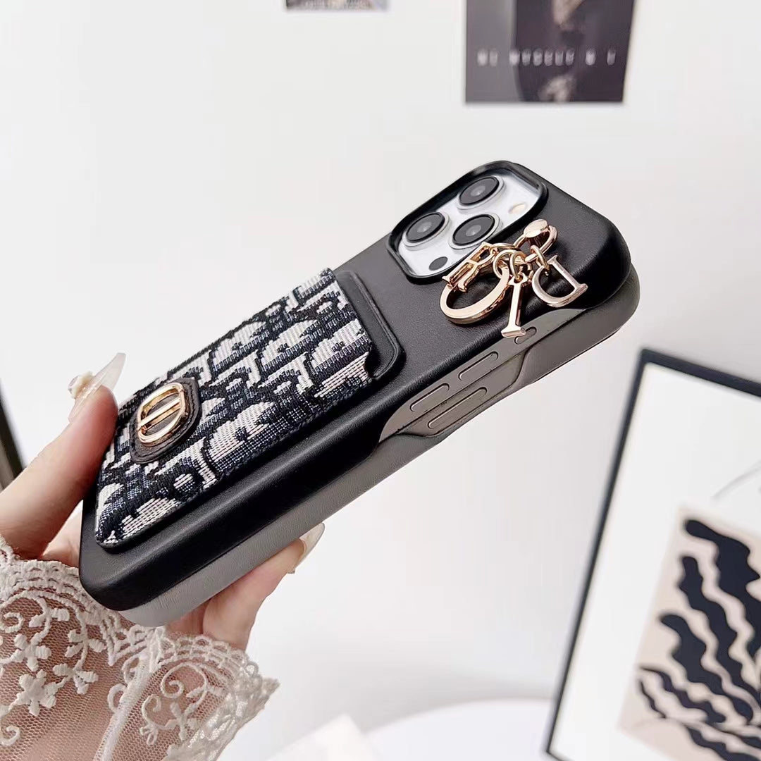 Christian Dior iPhone Case Card Slot for 12 13 14 15 Pro Max Plus