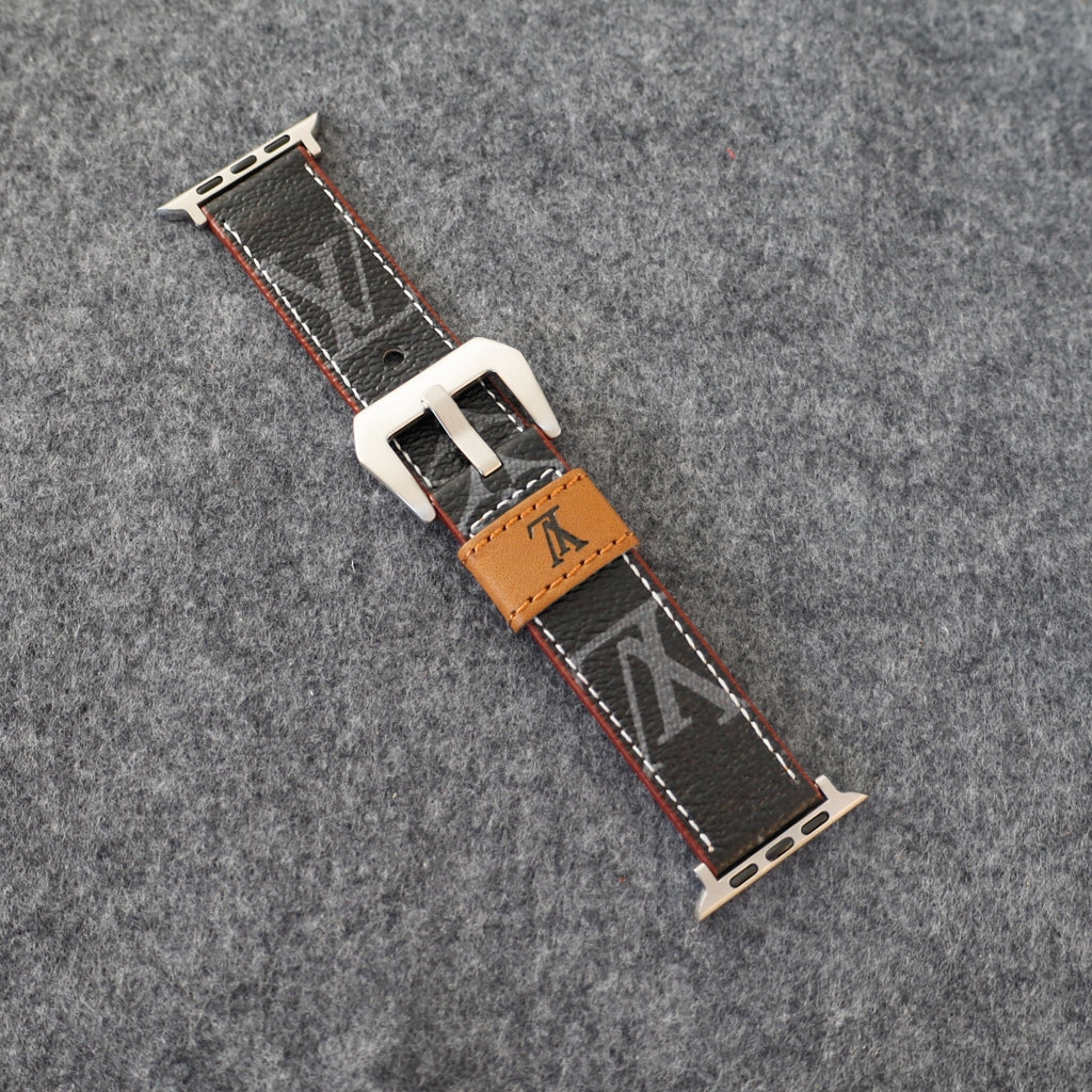 Apple Watch Band Designer Leather Black Monogram