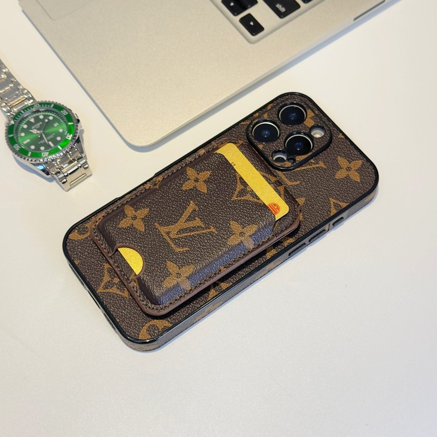 Alphabet Plaid MagSafe Magnetic Card Wallet iPhone Case
