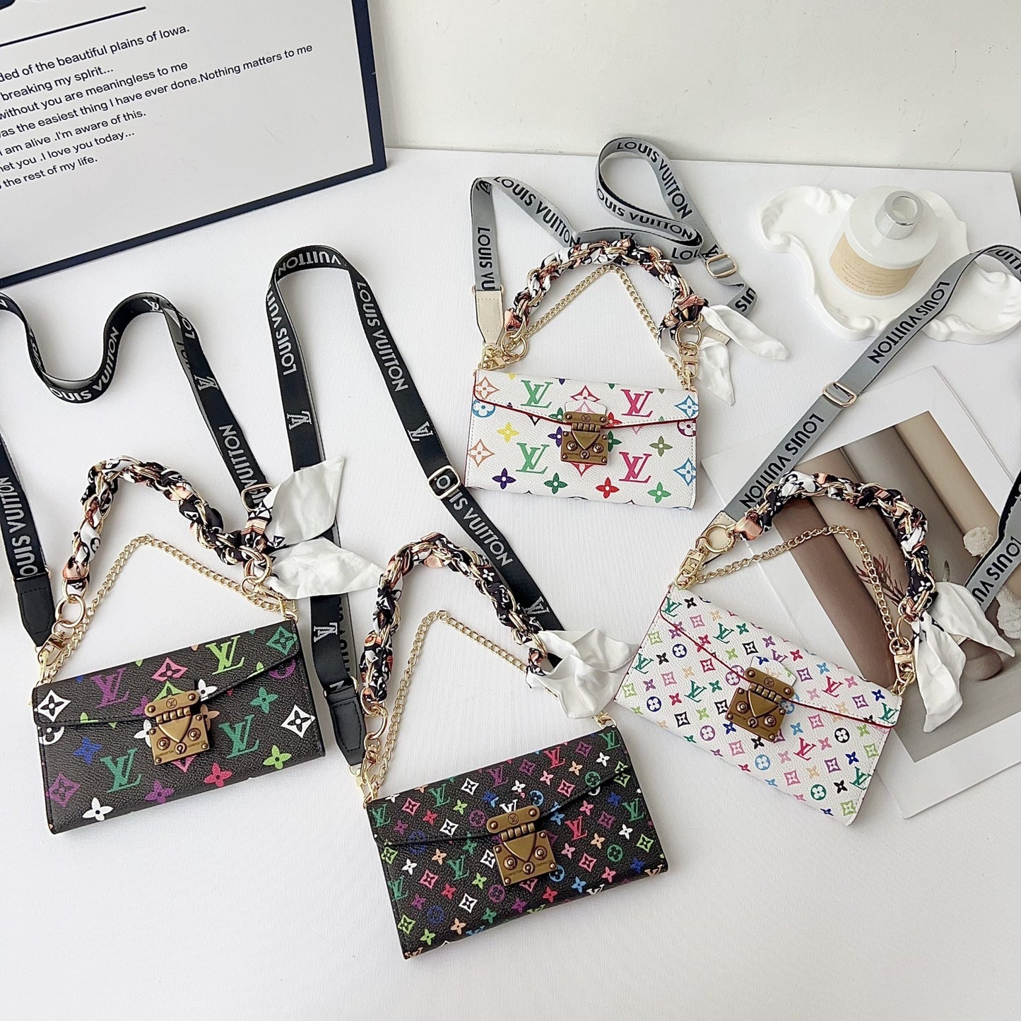 Multicolor Style Crossbody Case Wallet iPhone Case